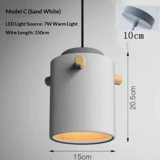 Macaron Nordic Single Pendant Light / Aloe / White light / B
