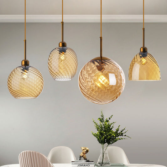 Amber Glass Cluster Pendant Light / Tricolor Light / C Smoky Gray