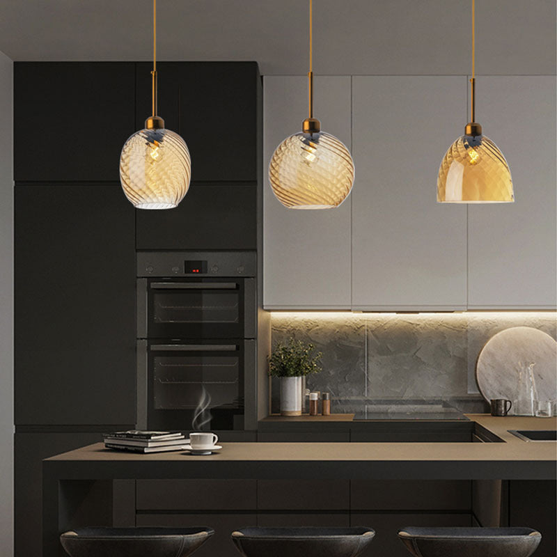 Amber Glass Cluster Pendant Light / Tricolor Light / D Smoky Gray