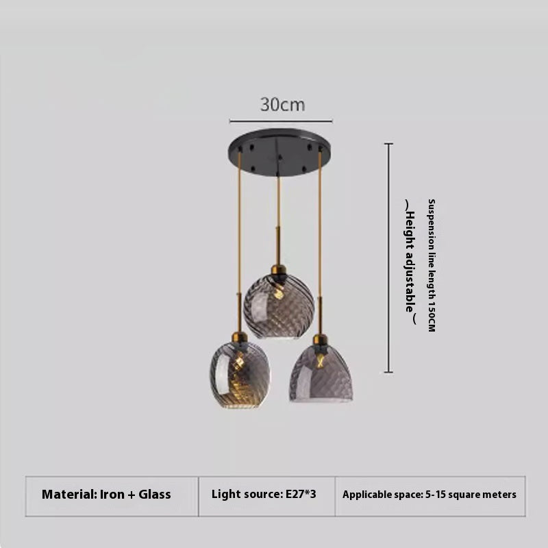 Amber Glass Cluster Pendant Light / Tricolor Light / Combination Smoky Gray