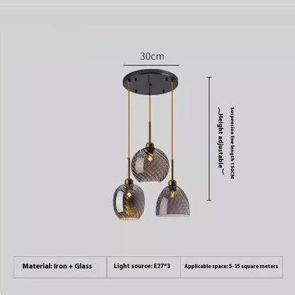 Amber Glass Cluster Pendant Light / Tricolor Light / Combination Smoky Gray