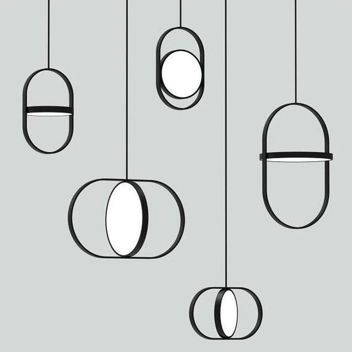 Black Acrylic Small LED Pendant Light / Black / 18x30cm