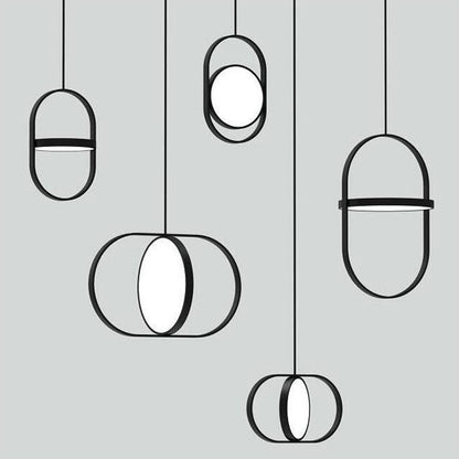 Black Acrylic Small LED Pendant Light / Black / 18x30cm