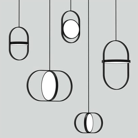 Black Acrylic Small LED Pendant Light / Black / 18x30cm