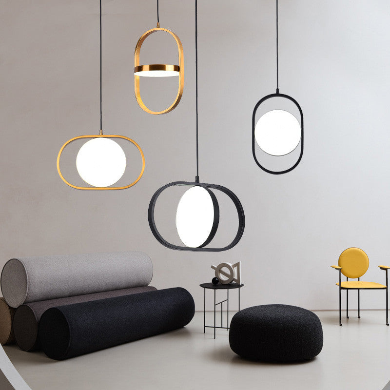 Black Acrylic Small LED Pendant Light / Black / 45x28cm