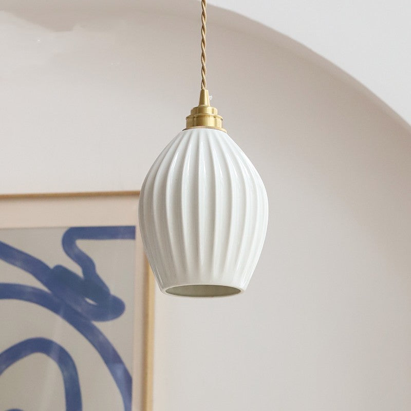 Brass Ceramic Bedside Pendant Light