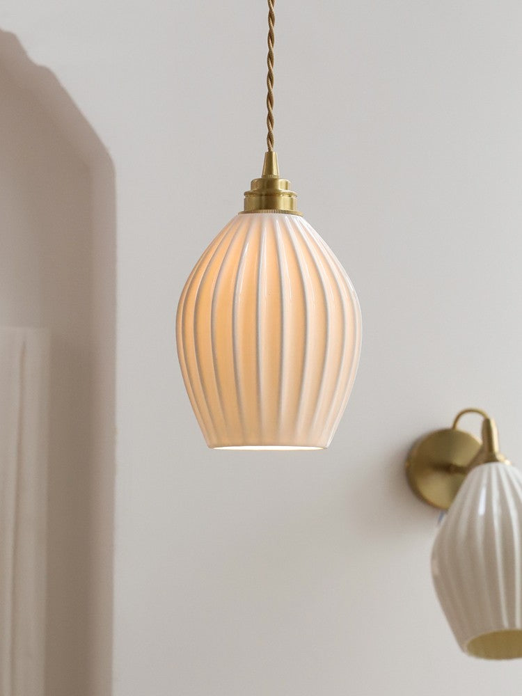Brass Ceramic Bedside Pendant Light