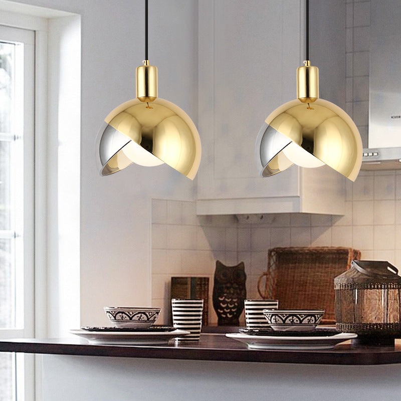 Champagne Gold Bedside Pendant Light / Rose Gold 20cm Warm Light