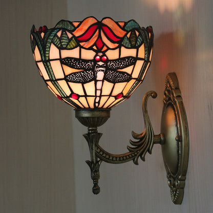 European Dragonfly Stained Glass Wall Lamp