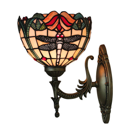 European Dragonfly Stained Glass Wall Lamp