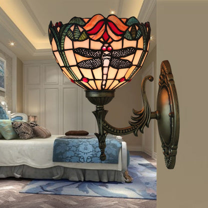 European Dragonfly Stained Glass Wall Lamp