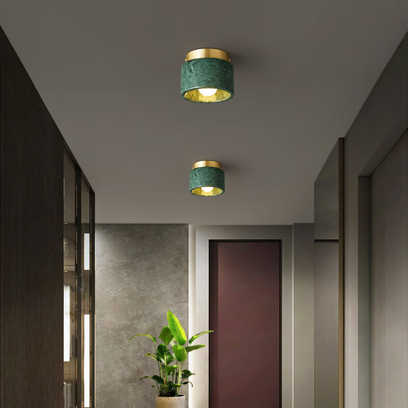 Light Luxury Marble Hallway Ceiling Light / Green Marble / Warm Light 3000K