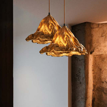 Lotus Leaf Japanese Resin Pendant Light / Light Source Not Included / Antique Medium