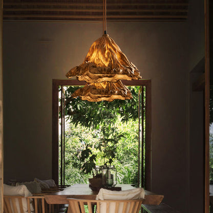 Lotus Leaf Japanese Resin Pendant Light / With White Light / White Medium