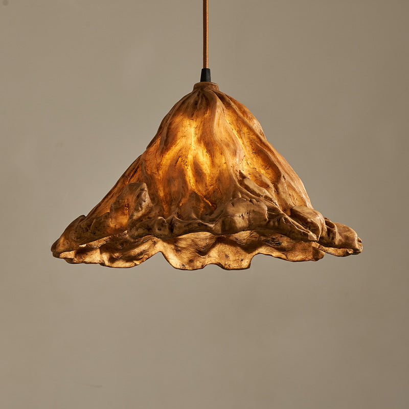 Lotus Leaf Japanese Resin Pendant Light / With White Light / Antique  Small