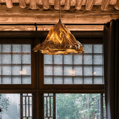 Lotus Leaf Japanese Resin Pendant Light / With White Light / White Small
