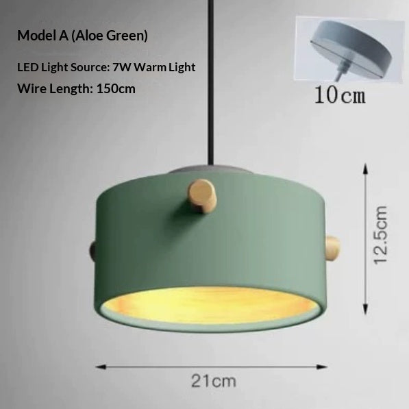 Macaron Nordic Single Pendant Light / Aloe / White light / C