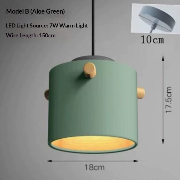 Macaron Nordic Single Pendant Light / Aloe / Warm light / B