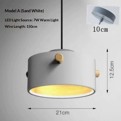 Macaron Nordic Single Pendant Light / Sand white / White light / A