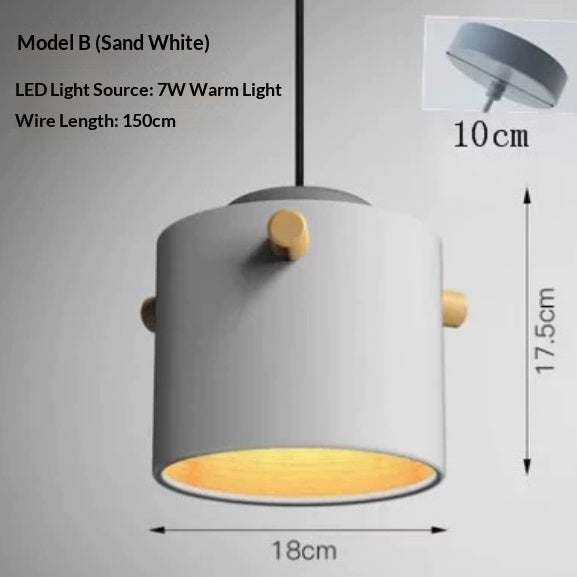 Macaron Nordic Single Pendant Light / Sand white / Warm light / A