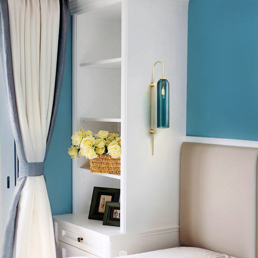 Minimalist Glass Bedside Wall Light / Blue