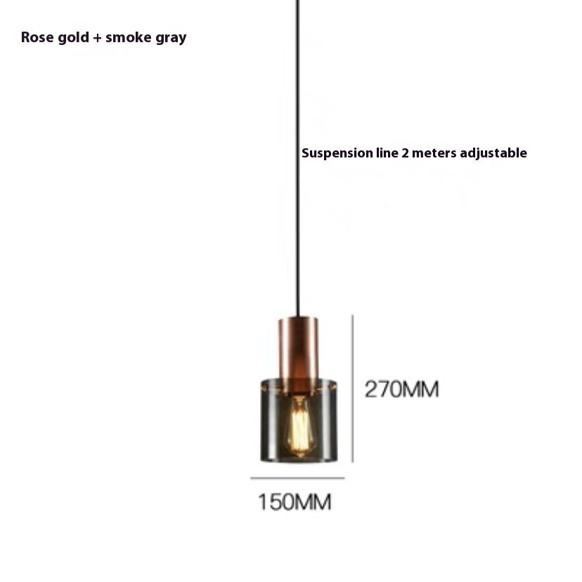 Modern Rose Gold Glass Pendant Light for Bedroom