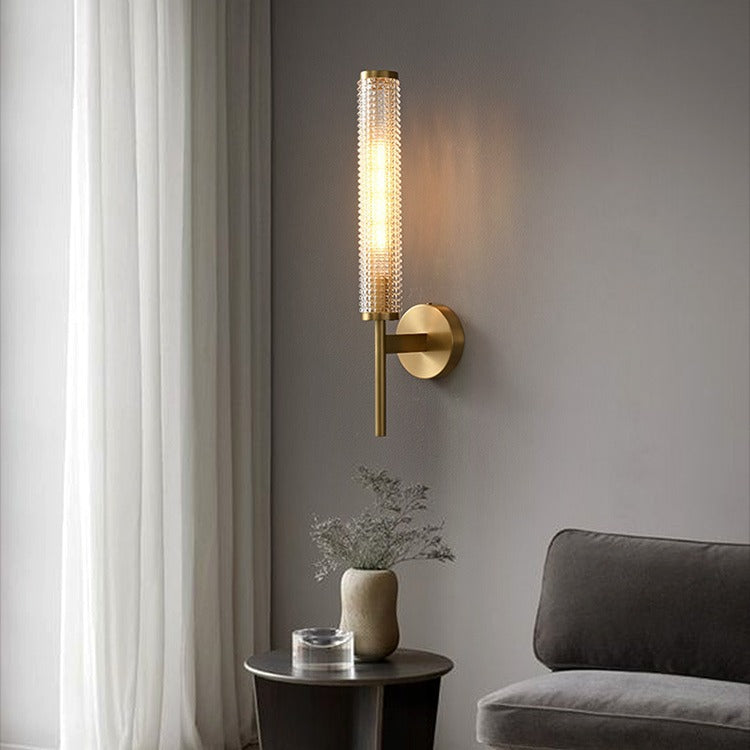 Nordic Copper Glass Long Wall Light / Gold