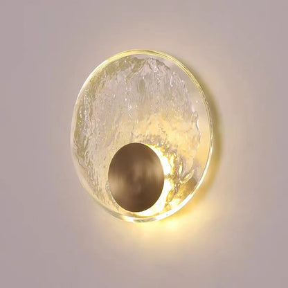 Nordic Crystal Copper Round Wall Light / 220V Warm Light / 200mm
