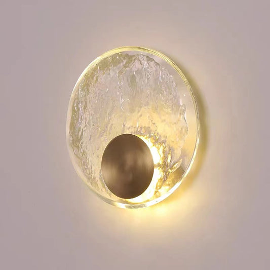 Nordic Crystal Copper Round Wall Light / 220V Warm Light / 200mm