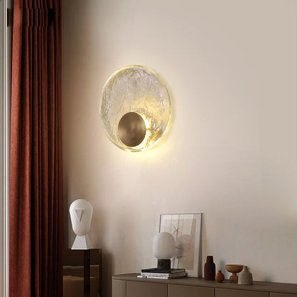 Nordic Crystal Copper Round Wall Light / 220V Warm Light / 250mm