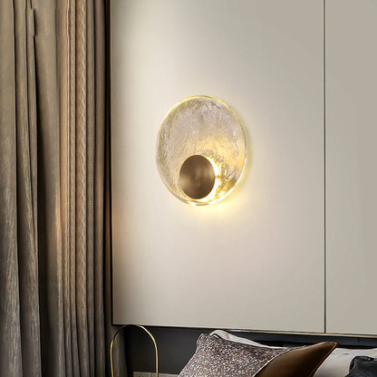 Nordic Crystal Copper Round Wall Light / 220V White Light / 200mm
