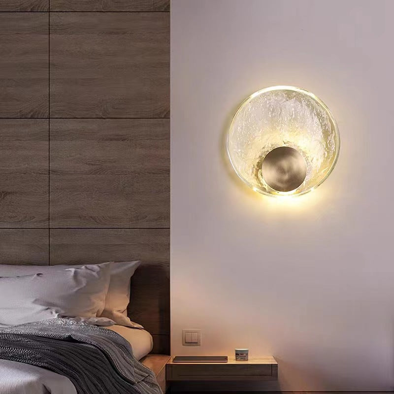 Nordic Crystal Copper Round Wall Light / 220V White Light / 250mm