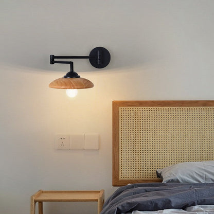 Nordic Wooden Retractable Rocker Arm Wall Lamp