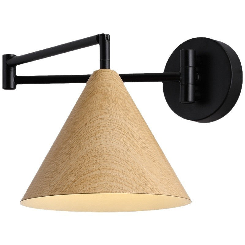 Nordic Wooden Retractable Rocker Arm Wall Lamp