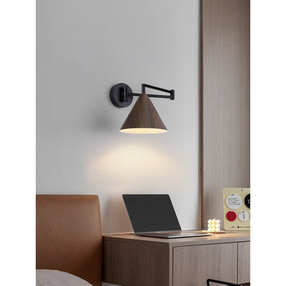 Nordic Wooden Retractable Rocker Arm Wall Lamp