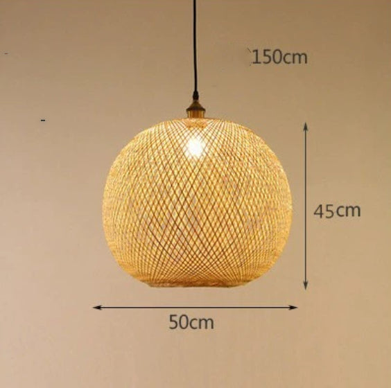 Pastoral Woven Zen Tea Room Chandelier / With Bulb / Diameter 20CM