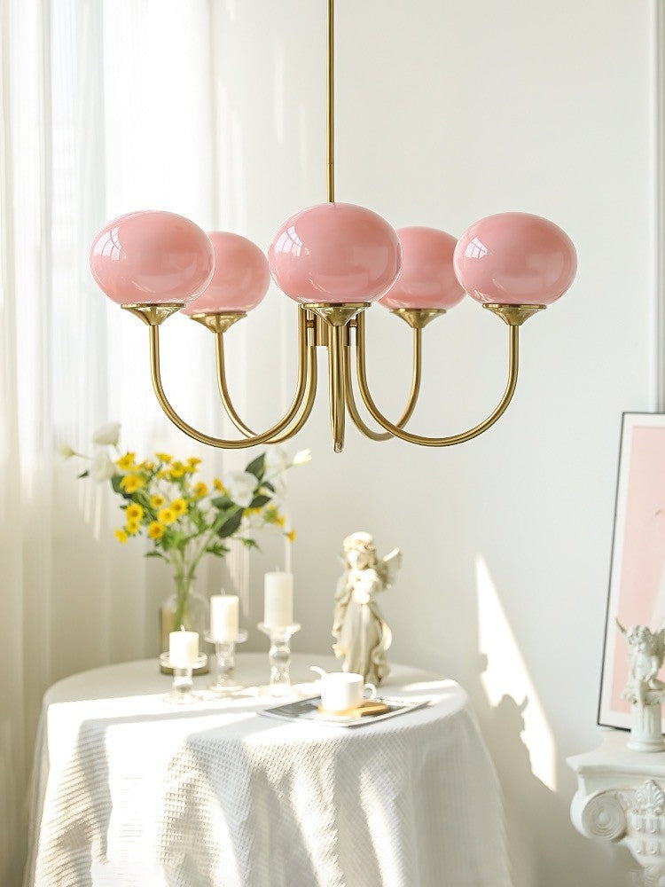 Retro 5-Head Glass Chandelier