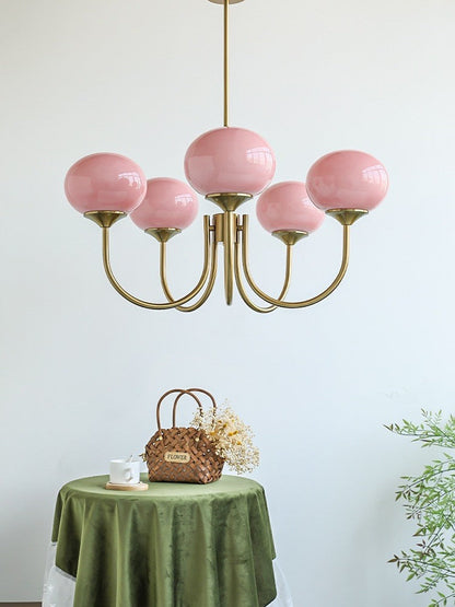 Retro 5-Head Glass Chandelier