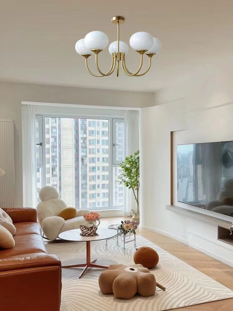 Retro 5-Head Glass Chandelier