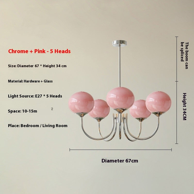Retro 5-Head Glass Chandelier