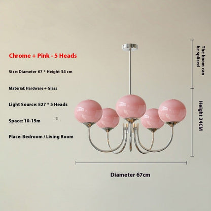 Retro 5-Head Glass Chandelier