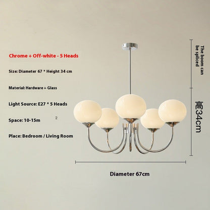 Retro 5-Head Glass Chandelier