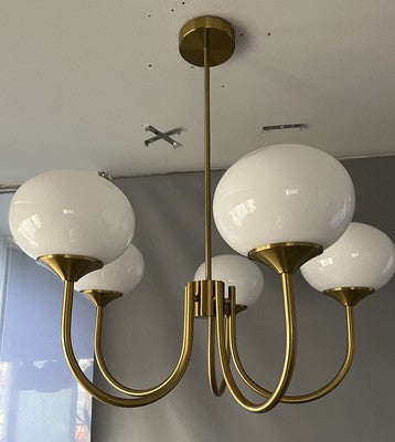 Retro 5-Head Glass Chandelier
