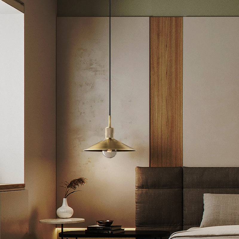Retro Copper Café Pendant Light / A Style Metal Cover Copper