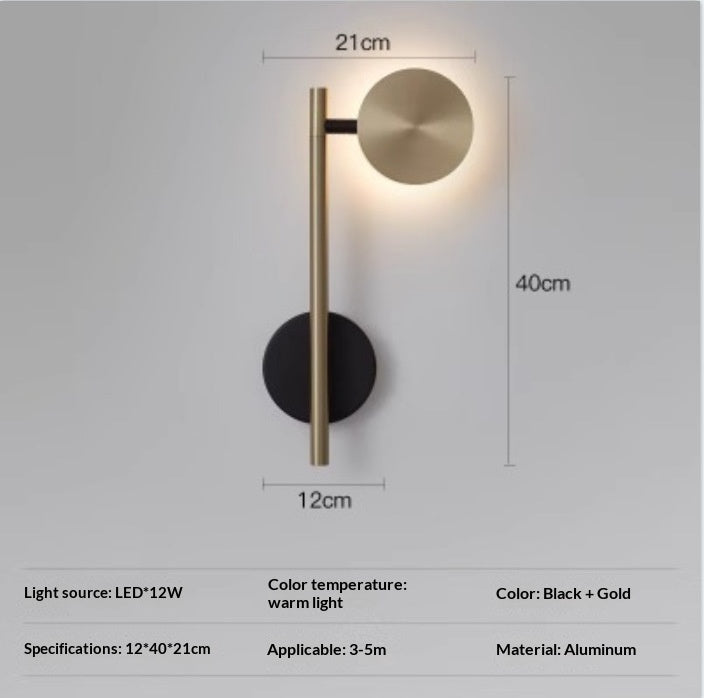 Rotatable Nordic Bedside Wall Light / Black Gold Tricolor