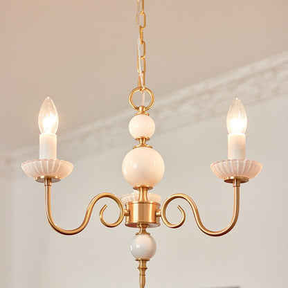 Vintage French Milk Glass and Copper Chandelier